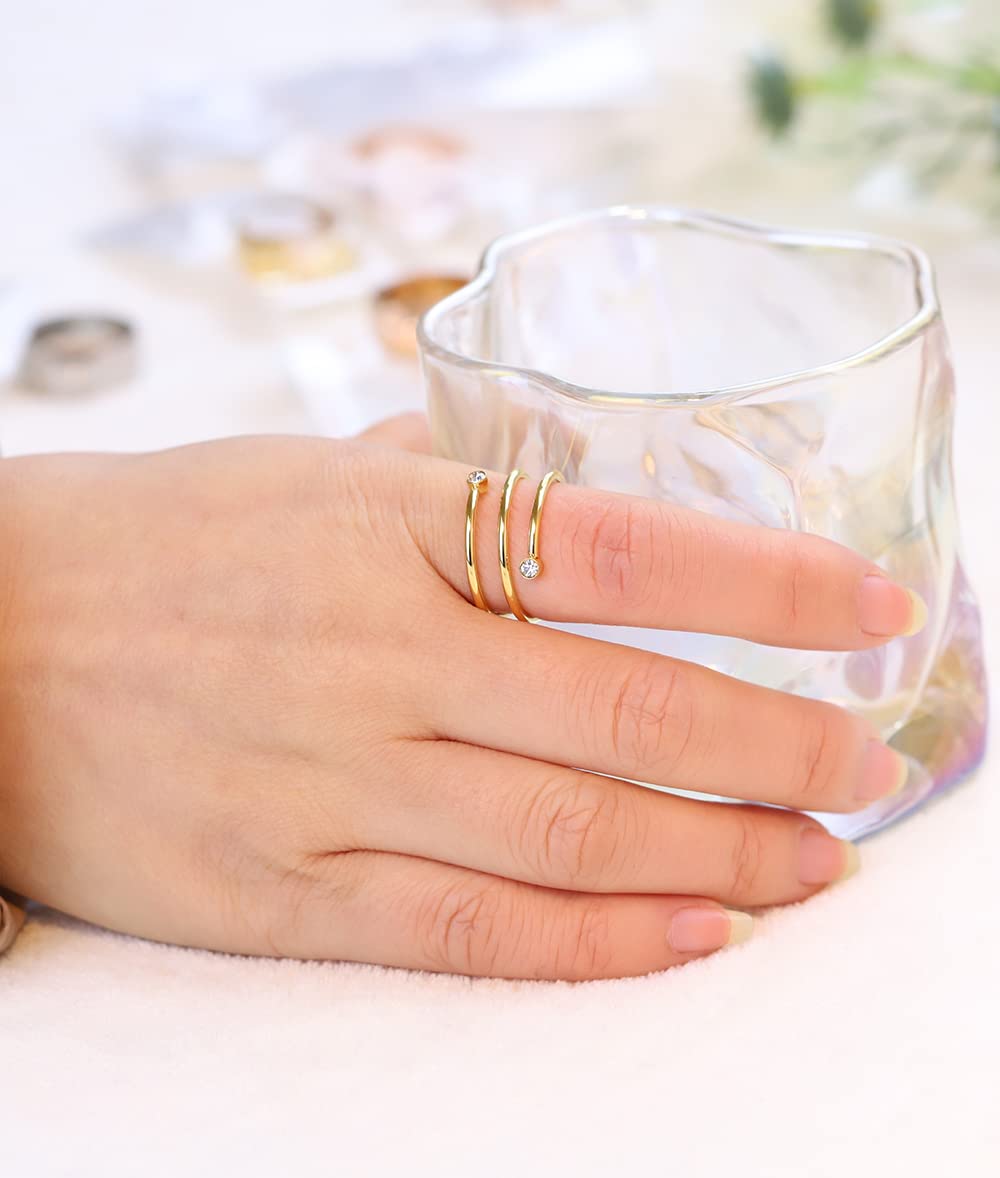 MYNENEY Stainless Steel Braided Wrap Wave Stacking Promise Statement Cocktail Party Ring (Gold, 10)