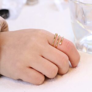 MYNENEY Stainless Steel Braided Wrap Wave Stacking Promise Statement Cocktail Party Ring (Gold, 10)