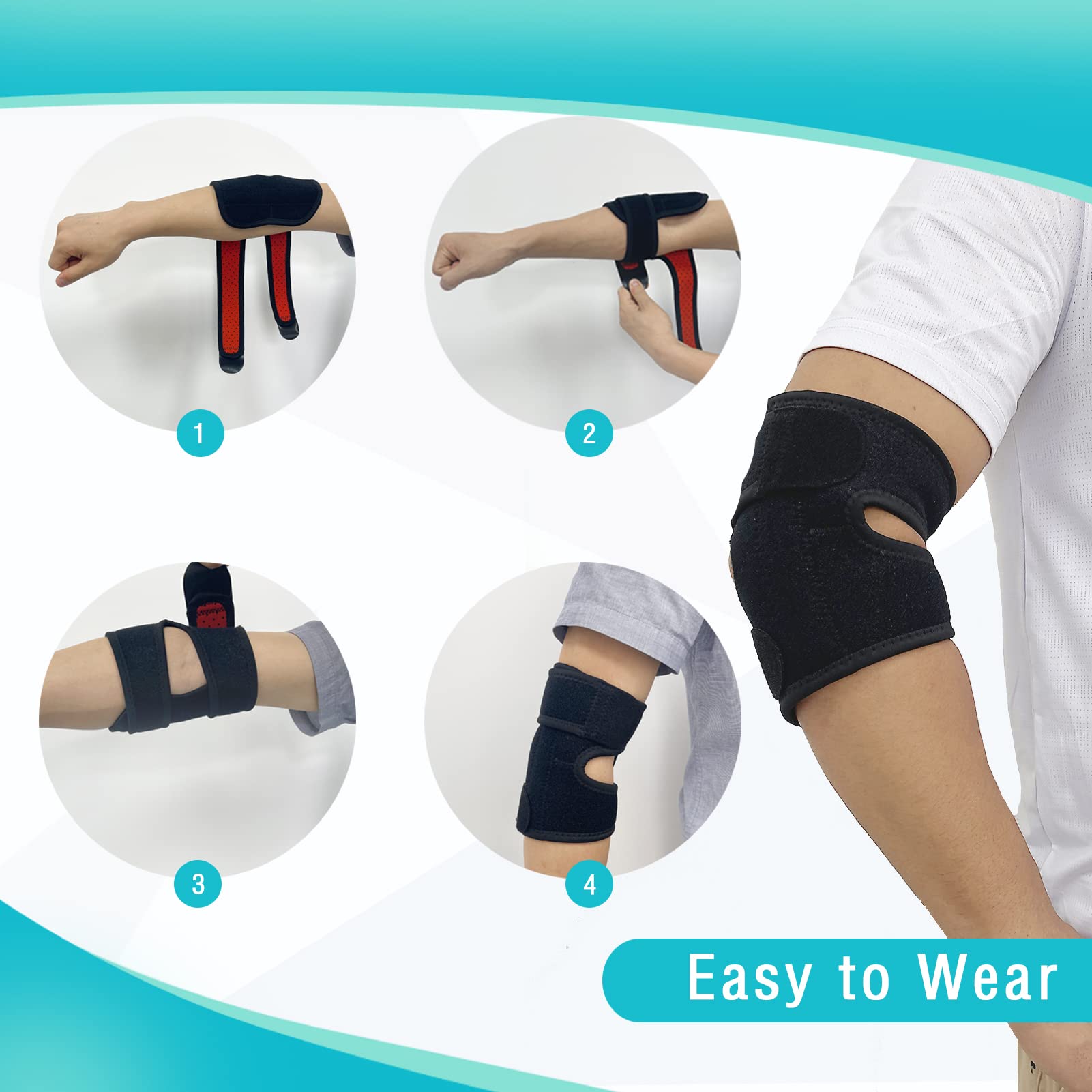 Eojuuri Elbow Brace For Tendonitis And Tennis Elbow Brace For Men, Elbow Support Elbow Pads Tennis Elbow Strap, Ulnar Nerve Brace For Joint, Arthritis Pain Relief, Tendonitis, Sports Injury Recovery