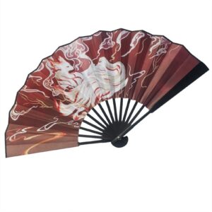 flyafish hand held paper fans ancient style series folding hand held fan female dance hanfu ancient costume with fan nine tailed fox chinese style straight (color : 8-inch red fox)