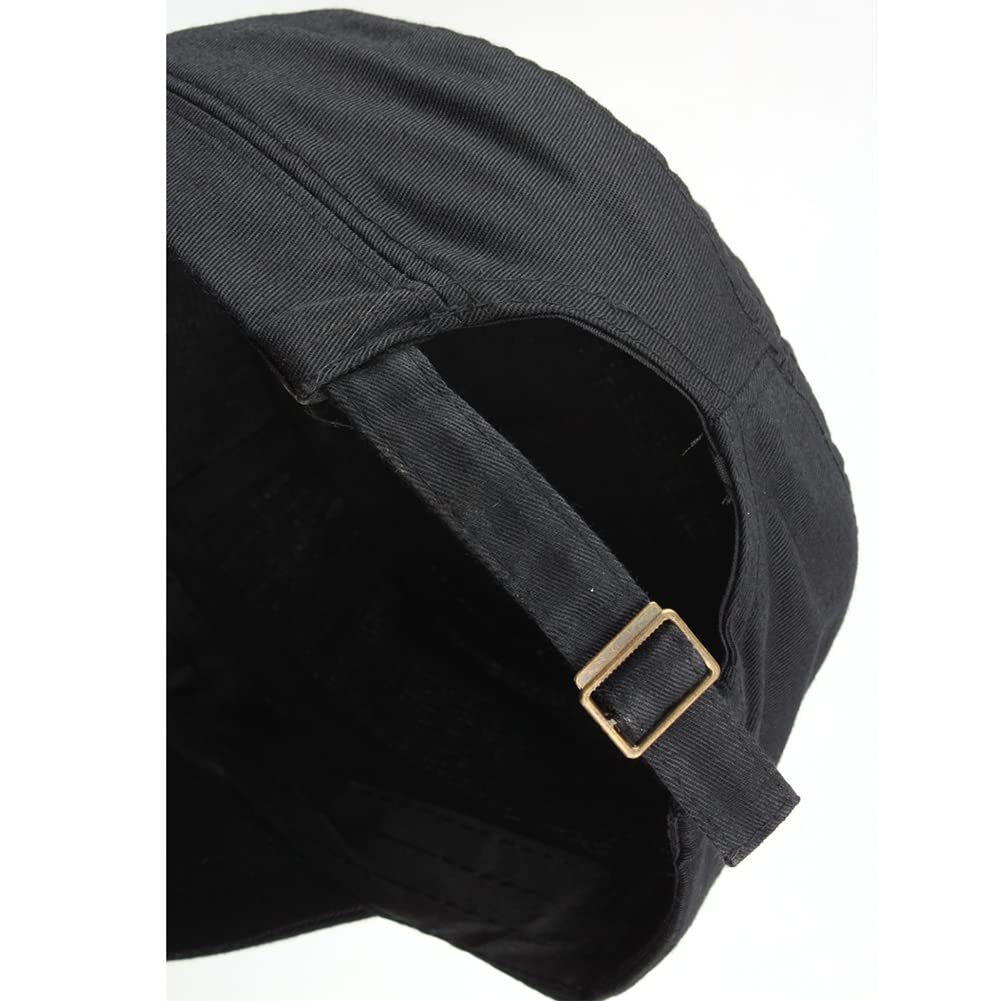 2 Pcs Black Unisex Cadet Army Cap Military Hat Combat Cap Breathable Baseball Cap Adjustable Flat Top Cap for Men Women