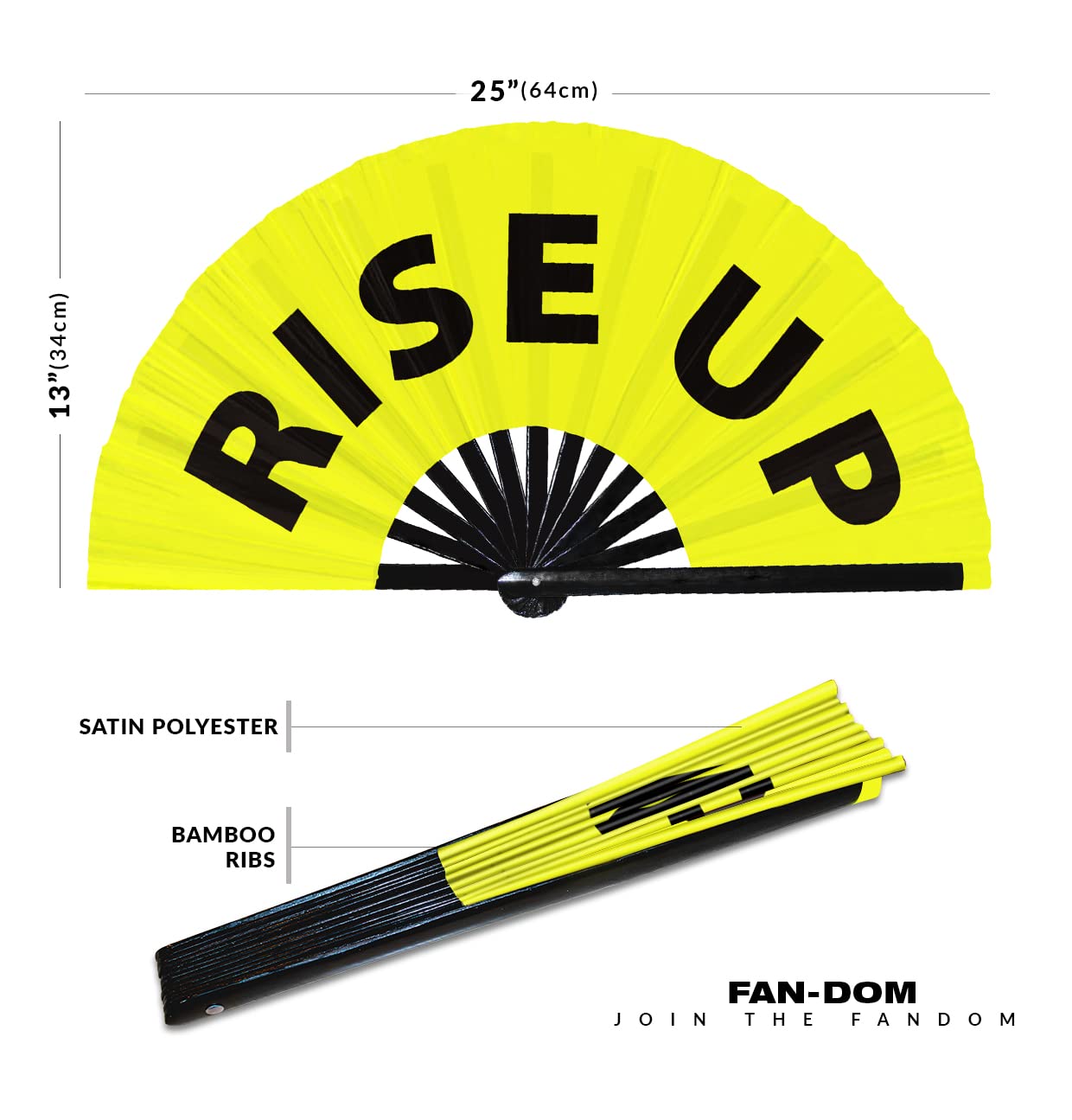 Rise up hand fan foldable bamboo circuit hand fan funny gag slang words expressions statement gifts Festival accessories Rave handheld Circuit event fan Clack fans (Yellow)