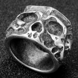 Stainless Steel Retro Vintage Antique Gothic Skull Death Biker Skeleton Cocktail Party Ring (Grey, 14)