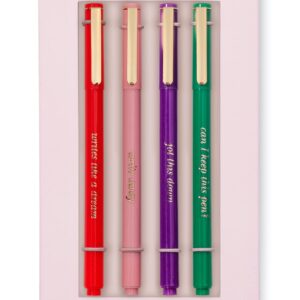 Kate Spade New York Felt Tip Pens, Black Ink Pen Set of 4, Fine Tip Pen for Note Taking, Write Away