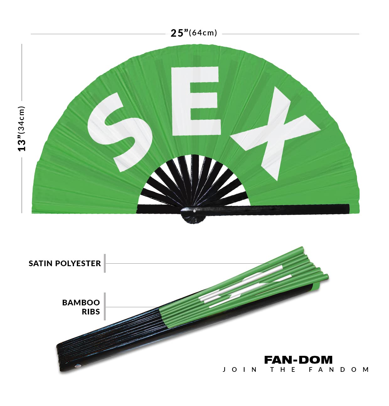 Sex hand fan foldable bamboo circuit hand fan funny gag slang words expressions statement gifts Festival accessories Rave handheld Circuit event fan Clack fans (Green)