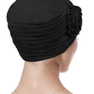 Chemo Headwear for Women Ruffled Head Coverings Black