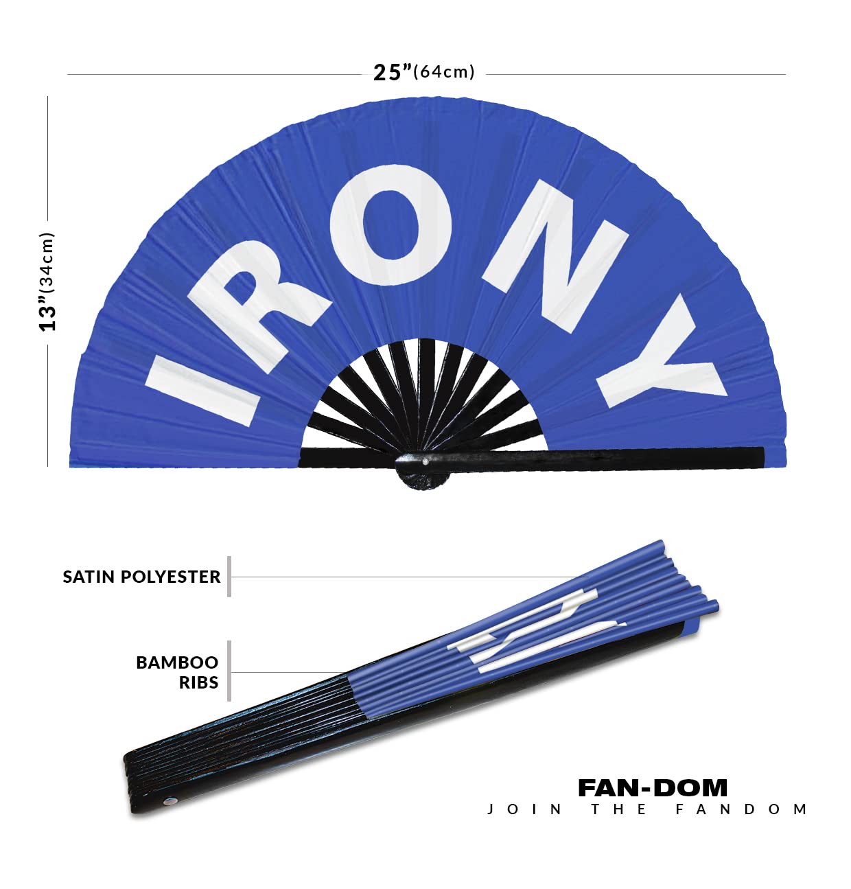 Irony hand fan foldable bamboo circuit hand fan funny gag slang words expressions statement gifts Festival accessories Rave handheld Circuit event fan Clack fans (Blue)