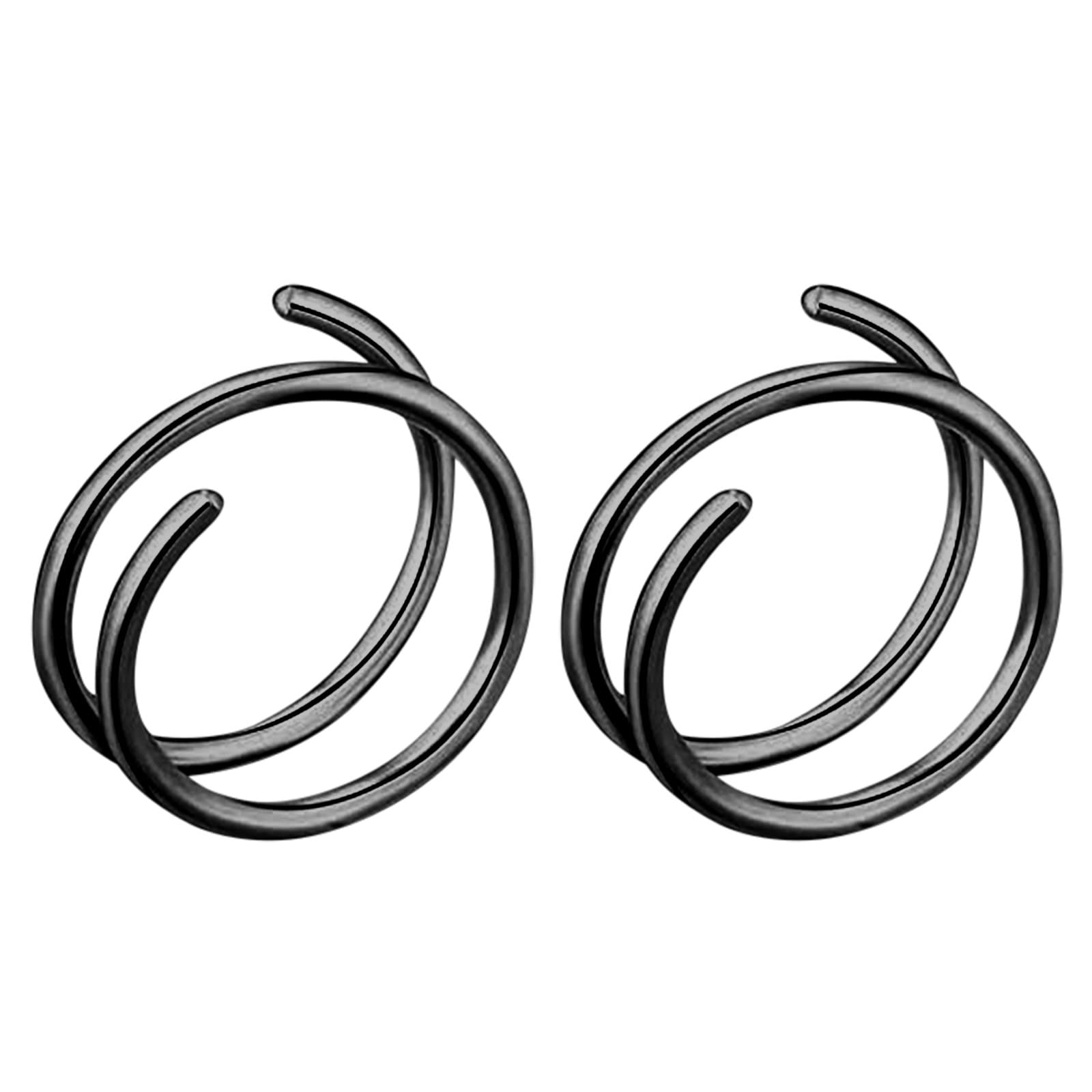 16g Lip Rings Nose Double For Women Nostril Hoop Jewelry Hoop Nose Nose Ring Nose Piercing Ring For Girls Hoop Spiral Hoop For Piercing Nose Jewelry (Black, One Size)