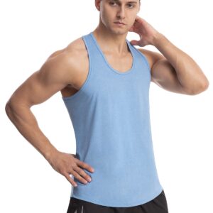 Vislivin Workout Tank Tops for Men Quick Dry Y-Back Tanks Bodybuilding Sleeveless Shirts-4 Packs Black/Sky Blue/Grey/ArmyGreen XXL