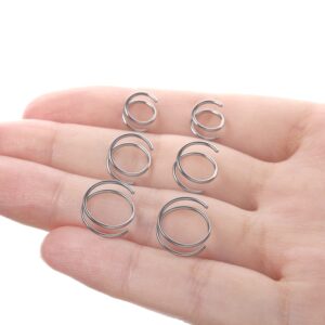 VOJO G23 Titanium Spiral Double Hoop Nose Rings 20G 6/8/10mm Hypoallergenic Thin Piercing Jewelry for Women Men (6/8/10mm, Silver)