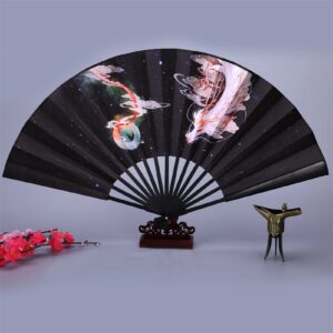 Flyafish Hand Held Paper Fans Ancient Style Series Folding Hand Held Fan Female Dance Hanfu Ancient Costume with Fan Nine Tailed Fox Chinese Style Straight (Color : 8-inch Red Fox)