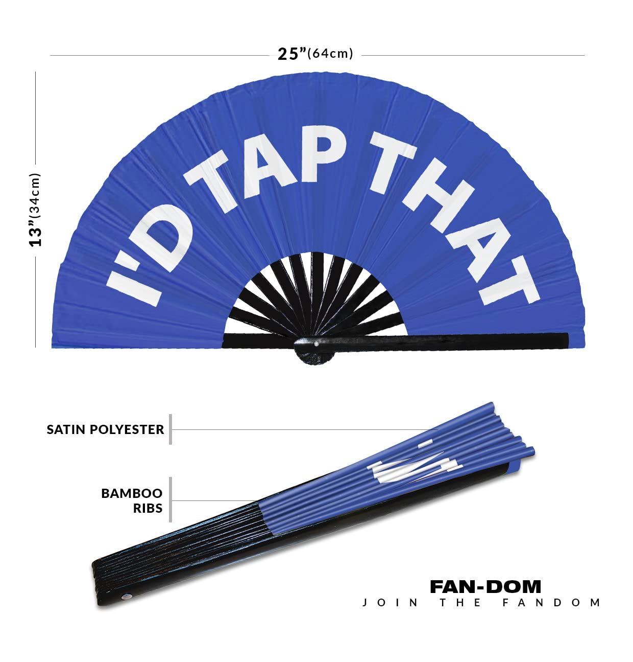 I'd tap that hand fan foldable bamboo circuit hand fan funny gag slang words expressions statement gifts Festival accessories Rave handheld Circuit event fan Clack fans (Blue)