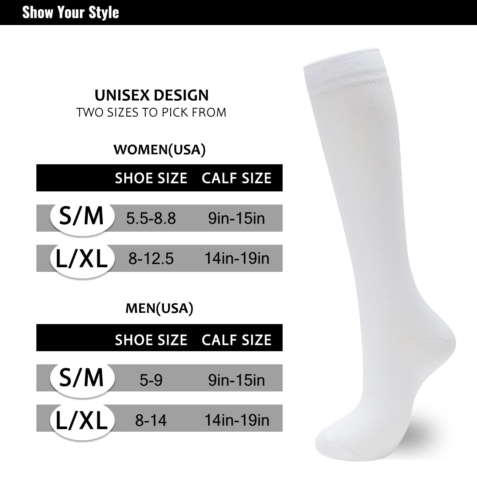 fenglaoda Compression Socks for Women Men 3 Pairs Graduated Compression Support Circulation Socks for Nurses