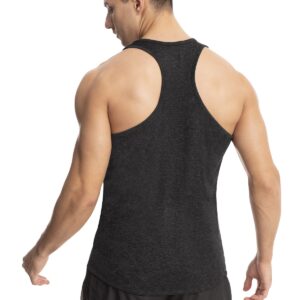 Vislivin Workout Tank Tops for Men Quick Dry Y-Back Tanks Bodybuilding Sleeveless Shirts-4 Packs Black/Sky Blue/Grey/ArmyGreen XXL