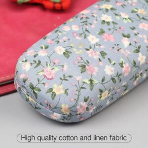 PERFECTSIGHT Hard Shell Eyeglasses Case Floral Portable Protective Glasses Case Flower Fabric Surface Eyeglass Case for Women Girls With Microfiber Cleaning Cloth (Black)