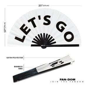 Let's go hand fan foldable bamboo circuit hand fan funny gag slang words expressions statement gifts Festival accessories Rave handheld Circuit event fan Clack fans (White)