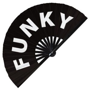 funky hand fan foldable bamboo circuit hand fan funny gag slang words expressions statement gifts festival accessories rave handheld circuit event fan clack fans (black)