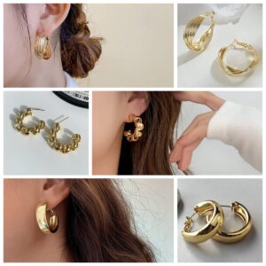 36 Pairs Gold Hoop Earrings for Women,Fashion Big and Small Gold Earrings Set,Multipack Hypoallergenic Chunky Gold Hoops for Birthday Party Jewelry Gift (gold)