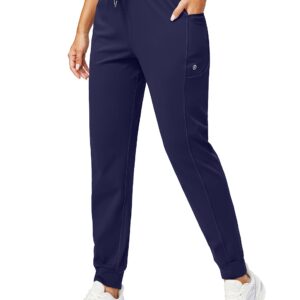 G Gradual Women's Joggers Pants with Zipper Pockets Stretch Tapered Athletic Joggers for Women Lounge, Jogging, Workout (Navy, Large)