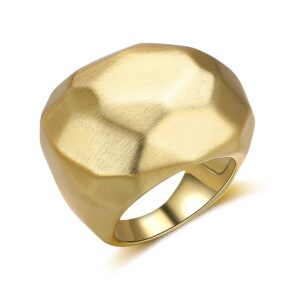 aprilery gold and silver rings for women, chunky signet statement rings gold plated band ring wide metal square rings cocktail costume jewelry gifts for her