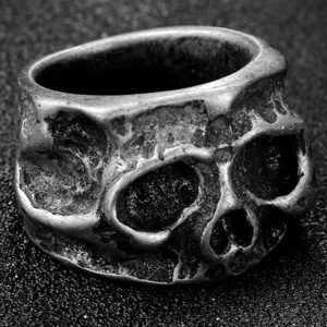 Stainless Steel Retro Vintage Antique Gothic Skull Death Biker Skeleton Cocktail Party Ring (Grey, 14)