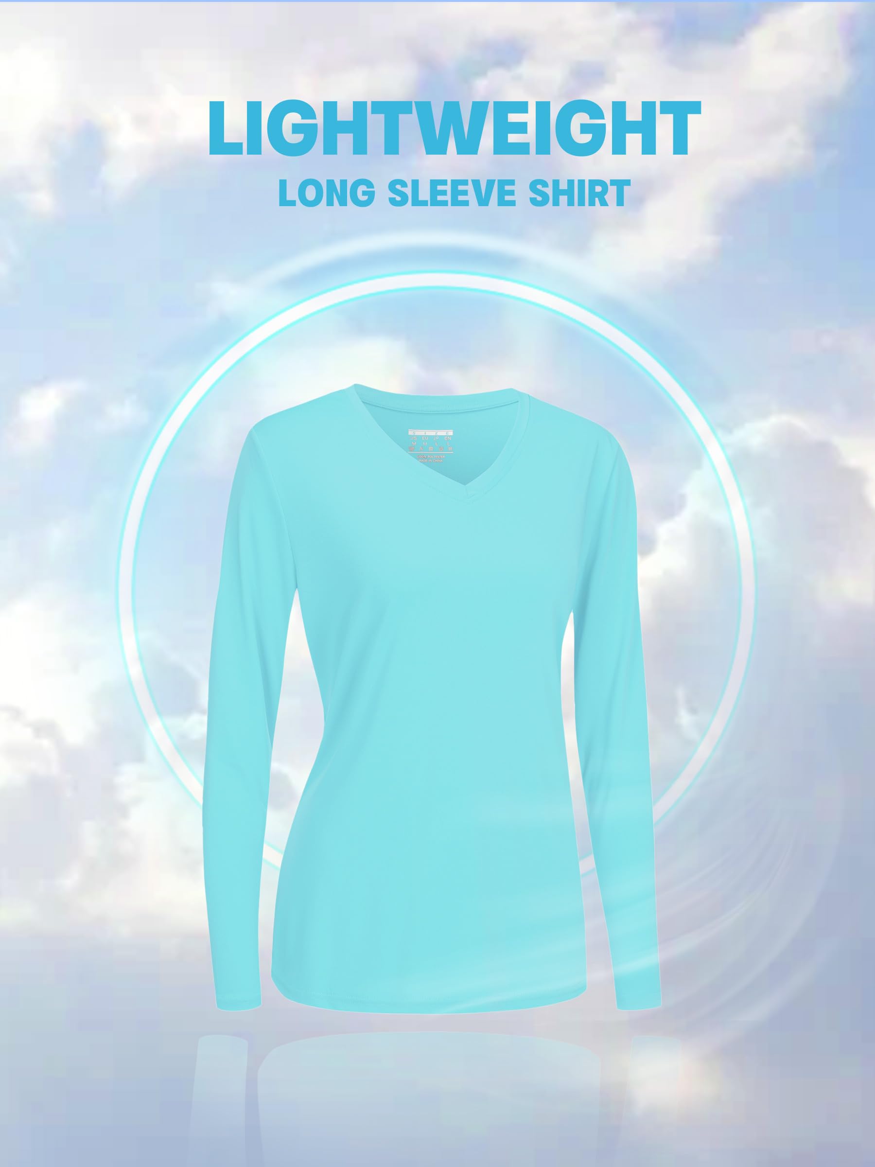 TACVASEN Workout Shirts for Women UPF 50+ Running Shirts Womens Dry Fit Fishing Hiking Shirts Long Sleeve Rash Guard T-Shirt Lake Blue