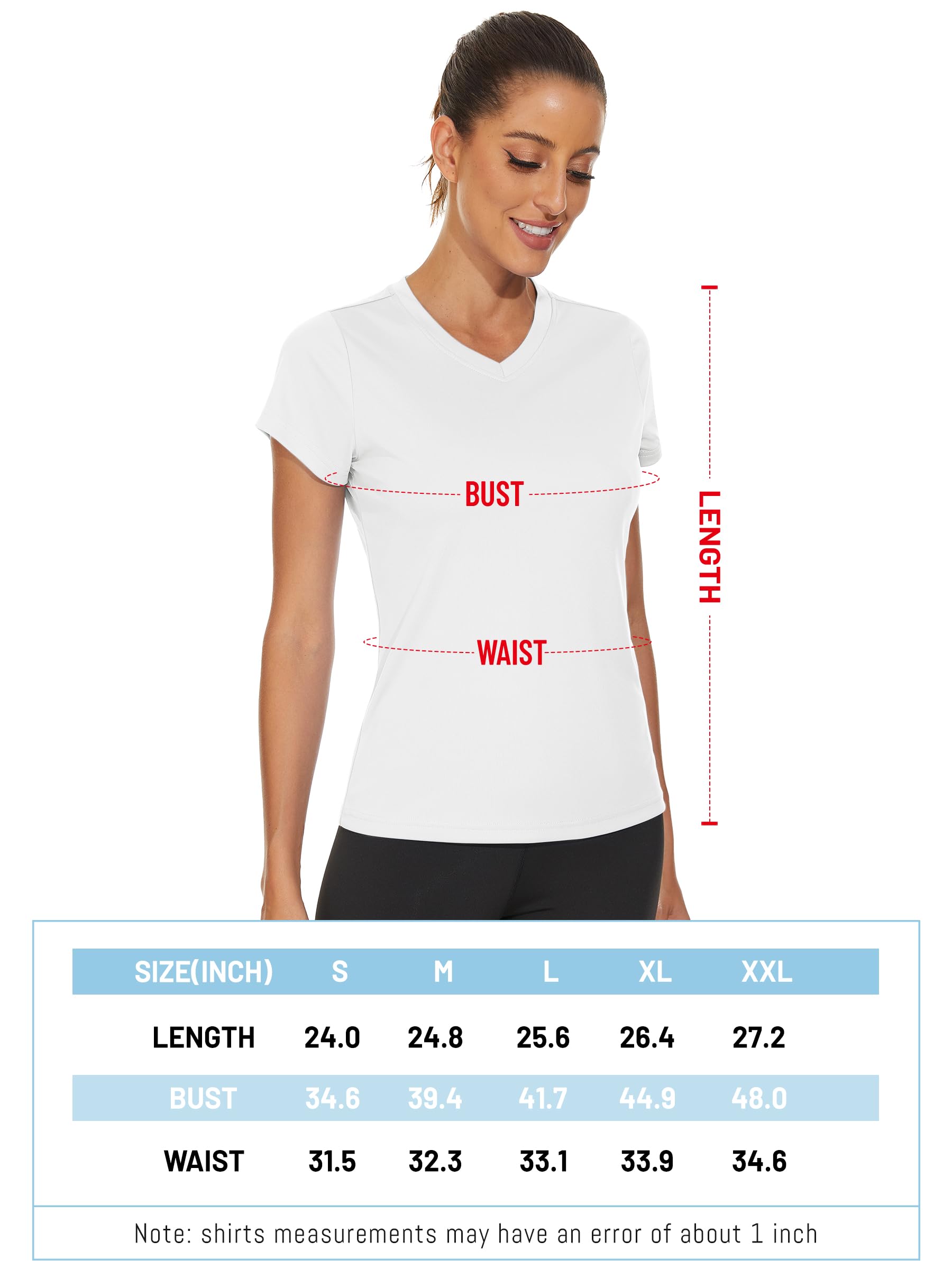 TACVASEN Women's UV Protection Shirts Athletic Sun Shirts UPF 50+ Workout Shirts Short Sleeve White T Shirts for Women