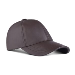 Genuine Leather Baseball Cap Outdoor Sports Hat (Black), Medium-X-Large