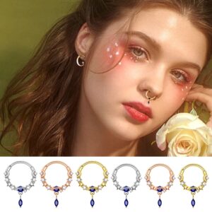 Melighting 16G Septum Rings Dangle Septum Jewelry with Blue Planet Clear CZ Surgical Steel 316L Star Daith Earrings Moon Helix Earring Nose Rings Piercing for Women Men