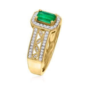 Ross-Simons 0.40 Carat Emerald and .22 ct. t.w. Diamond Ring in 14kt Yellow Gold. Size 6