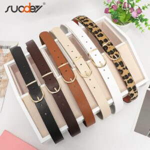 SUOSDEY 3 Pack Womens Fashion Leather Belts for Jeans Dresses Pants Black Brown Beige Ladies Belts with Gold Buckle