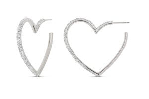 milla heart hoop earrings - silver & gold heart earrings for women, ideal gifts for girlfriend or cute valentines day gifts for her (sterling silver plated)