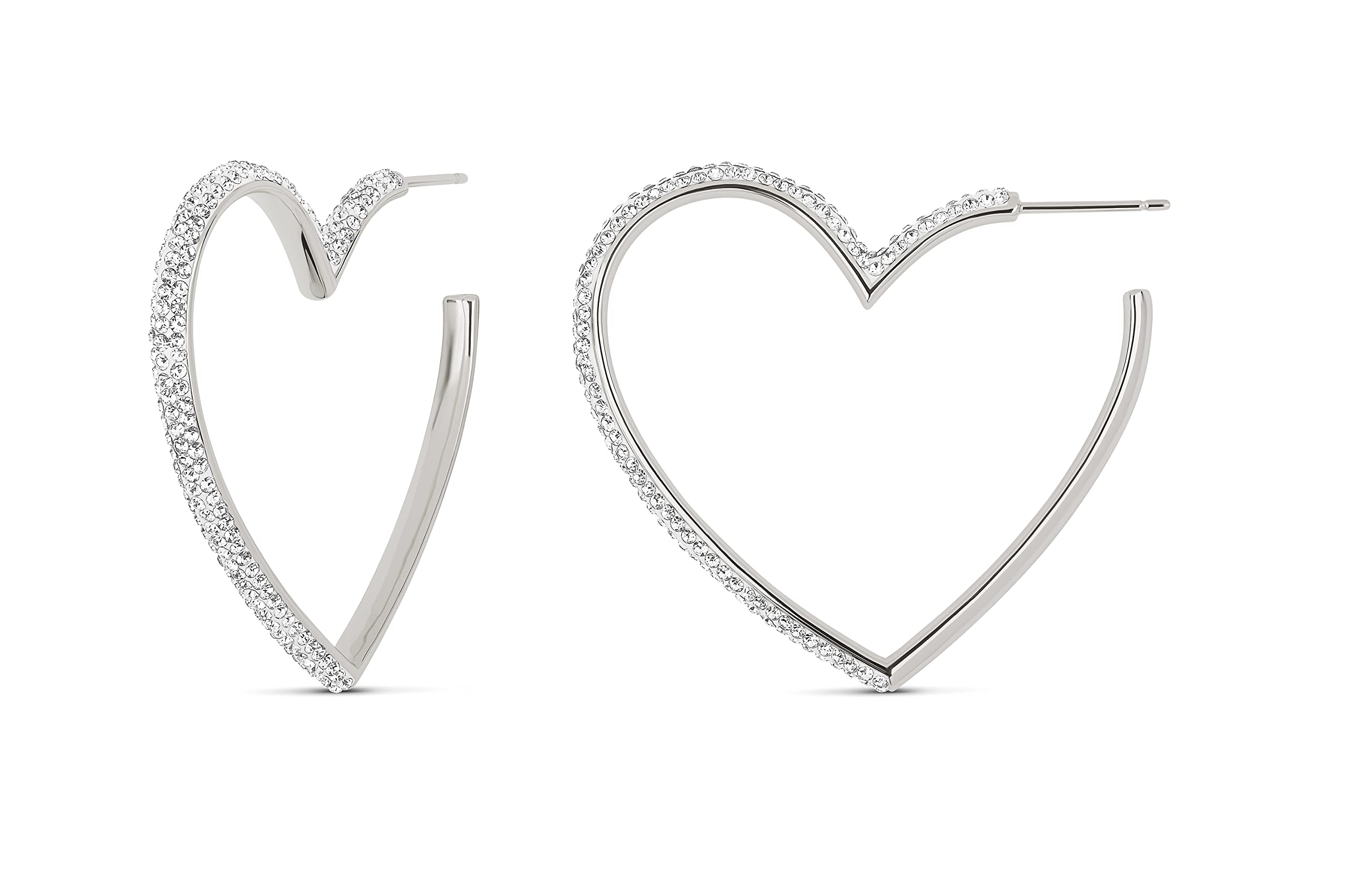 MILLA Heart Hoop Earrings - Silver & Gold Heart Earrings For Women, Ideal Gifts for Girlfriend or Cute Valentines Day Gifts For Her (Sterling Silver Plated)