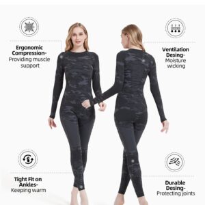 NOOYME Thermal Underwear for Women Long Johns for Women, Base Layer Women Camouflage