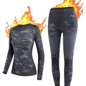 NOOYME Thermal Underwear for Women Long Johns for Women, Base Layer Women Camouflage