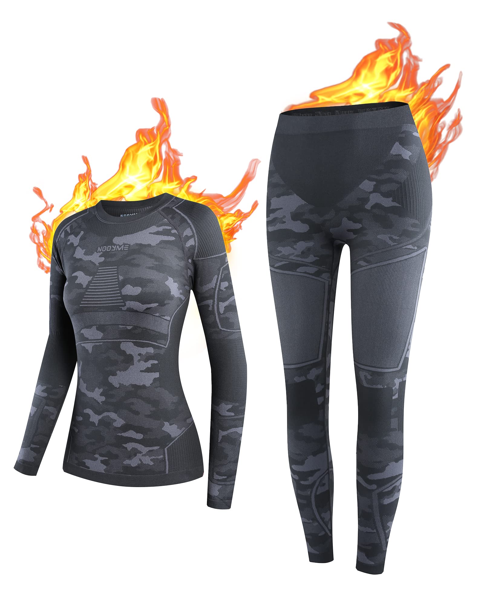 NOOYME Thermal Underwear for Women Long Johns for Women, Base Layer Women Camouflage