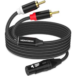 hosongin xlr female to dual 2 rca male y-splitter cable 3.3ft - dual 2 rca male to 1 xlr female unbalanced plug - nylon braided jacket gold-plated plug double shielding cable, 3.3 feet