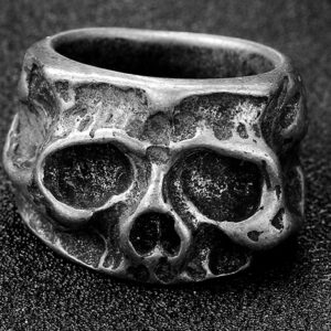 Stainless Steel Retro Vintage Antique Gothic Skull Death Biker Skeleton Cocktail Party Ring (Grey, 14)