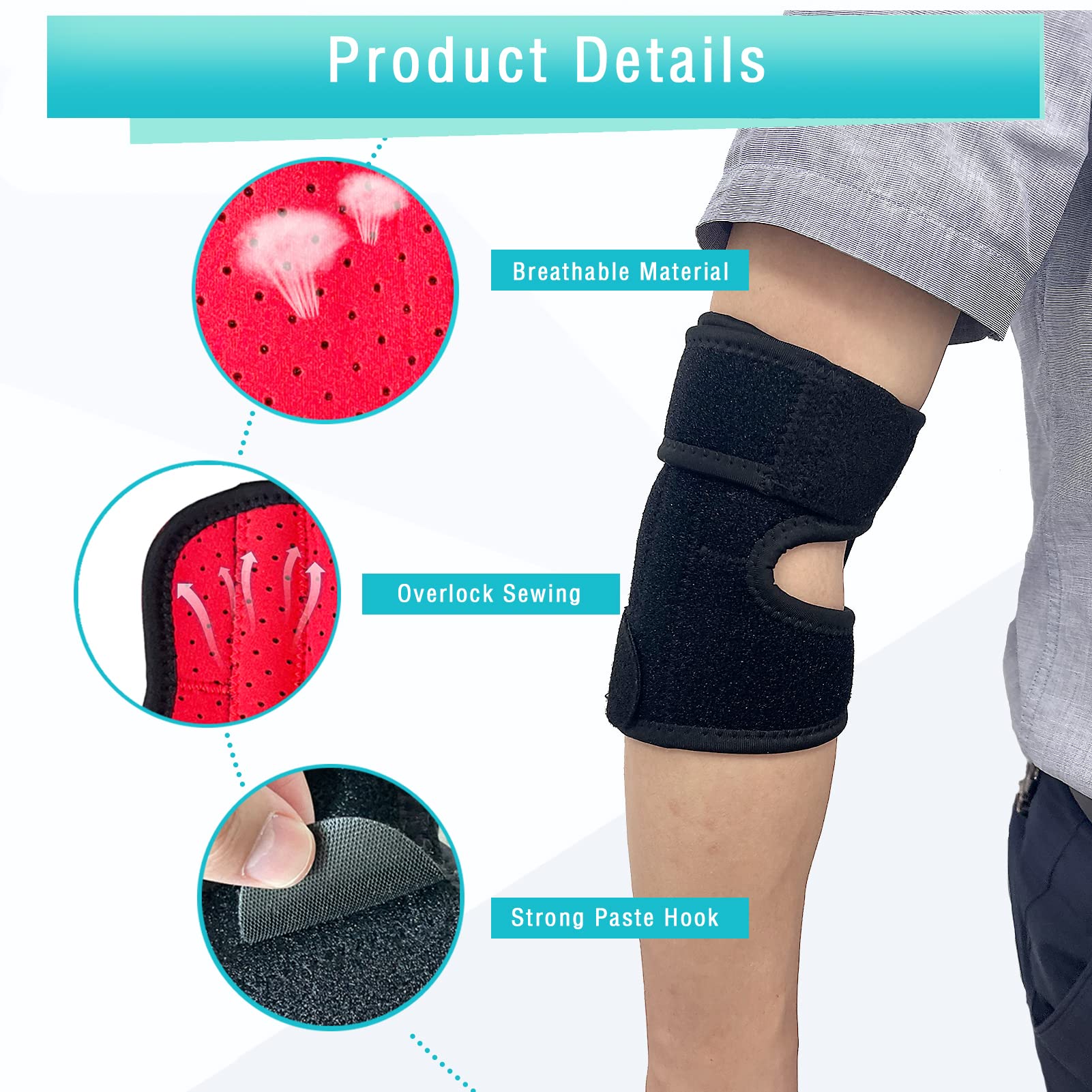 Eojuuri Elbow Brace For Tendonitis And Tennis Elbow Brace For Men, Elbow Support Elbow Pads Tennis Elbow Strap, Ulnar Nerve Brace For Joint, Arthritis Pain Relief, Tendonitis, Sports Injury Recovery