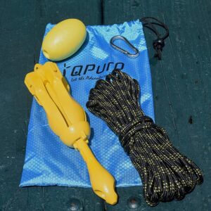 QPURO Kayak Anchor Kit - 3.5 lb Grapnel Anchor, Marine Anchor, Folding Anchor - Ideal for Kayak Fishing, Paddle Boards (SUP), PWC, Jet Ski's, Small Boats (Yellow)