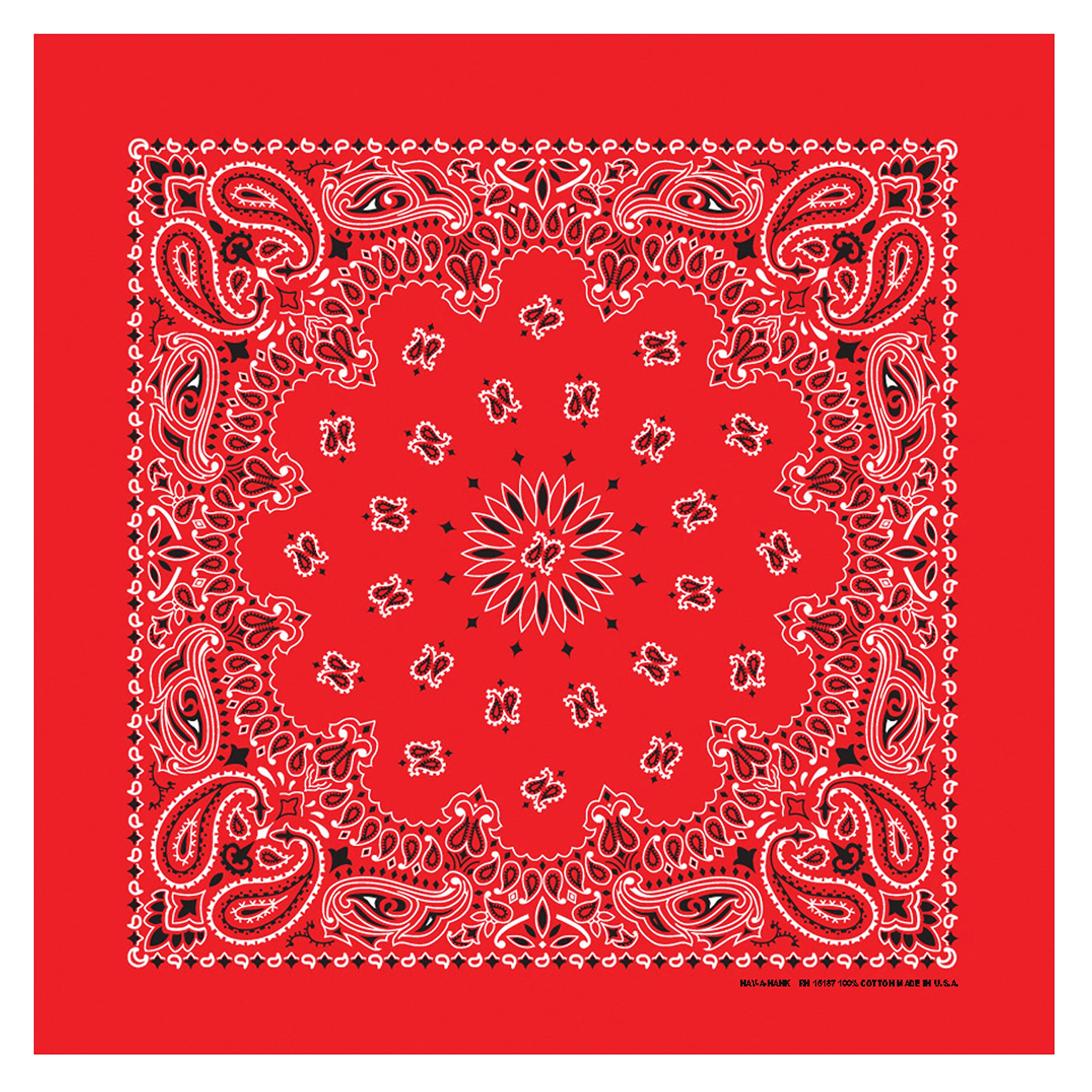 B53 100% Cotton Bandanas Made in the USA - Stylish Headband, Handkerchief, Scarf - 21 inch x 21 inch (Red, Navy, Black (3-pack))