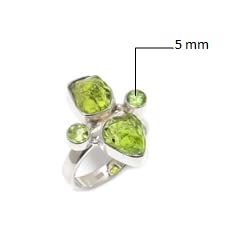 AUDRIELLE 925 Sterling Silver Ring, Peridot Gemstone, Free Shape Handmade Adjustable