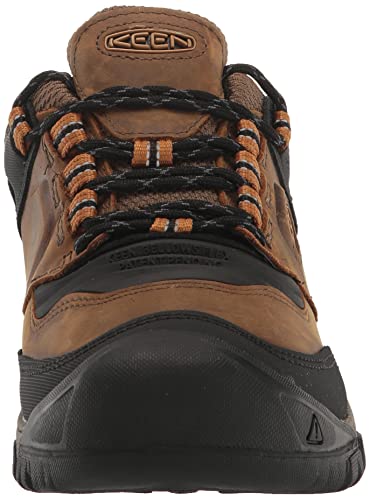 KEEN Men's Ridge Flex Low Height Waterproof Hiking Boots, Bison/Golden Brown, 10 Wide