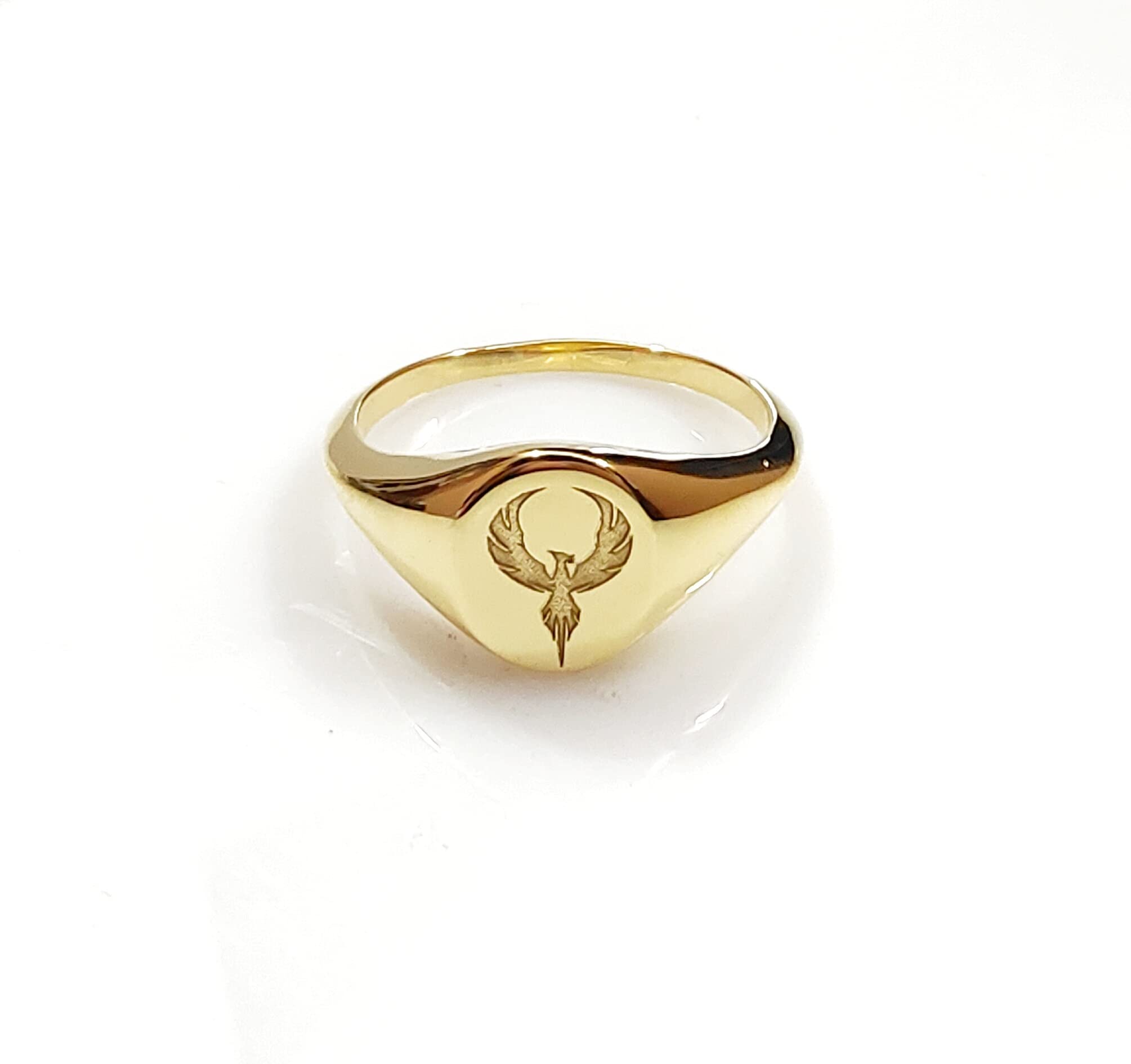 Phoenix Ring, Signet Ring, Animal Ring, Winged Ring, Bird Ring, Hawk Ring, Personalized Ring, Phoenix Jewelry Ring for women (Rose Gold, 7.5)