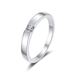 StarGems 0.3ct Moissanite 925 Silver Platinum Plated Princess Cut Band Ring B4456-0.3ct-8