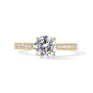 pavoi 14k gold plated round cut solitare cubic zirconia engagement ring for women | fake wedding ring for women | fake engagement ring | promise ring