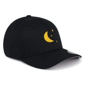 JPAK Moon Embroidered Flexfit Cap Space Sky Night Black