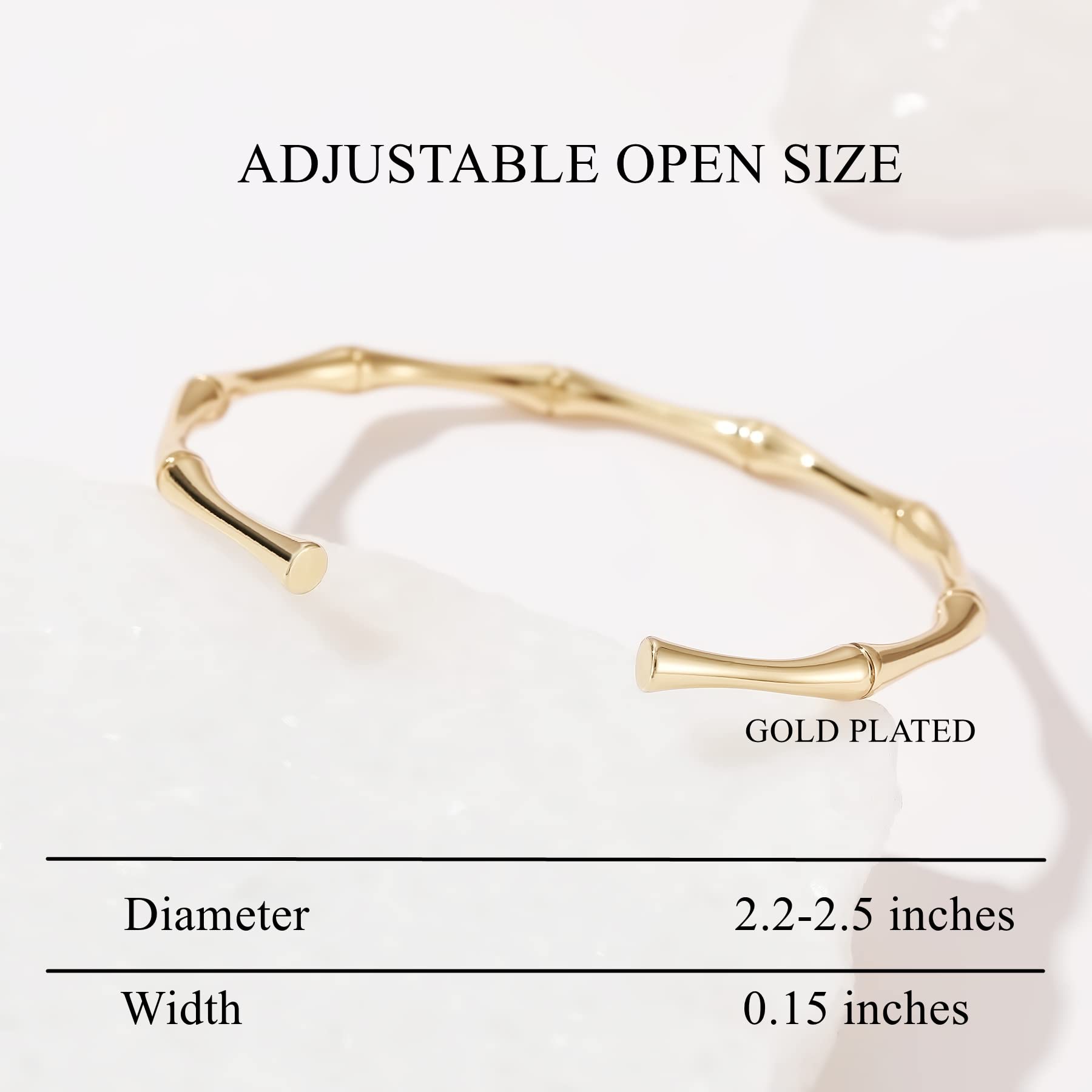 GIEIWIW Gold Plated Bangle Bracelets for Women Mother's Day gifts Adjustable Charm Bracelets Cute Bamboo Design Gold Bracelet for Women Valentines Day Gifts(Gold)