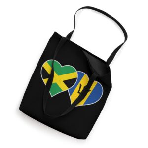 Half Jamaican Half Barbados Flag Heart Jamaica Barbados Tote Bag