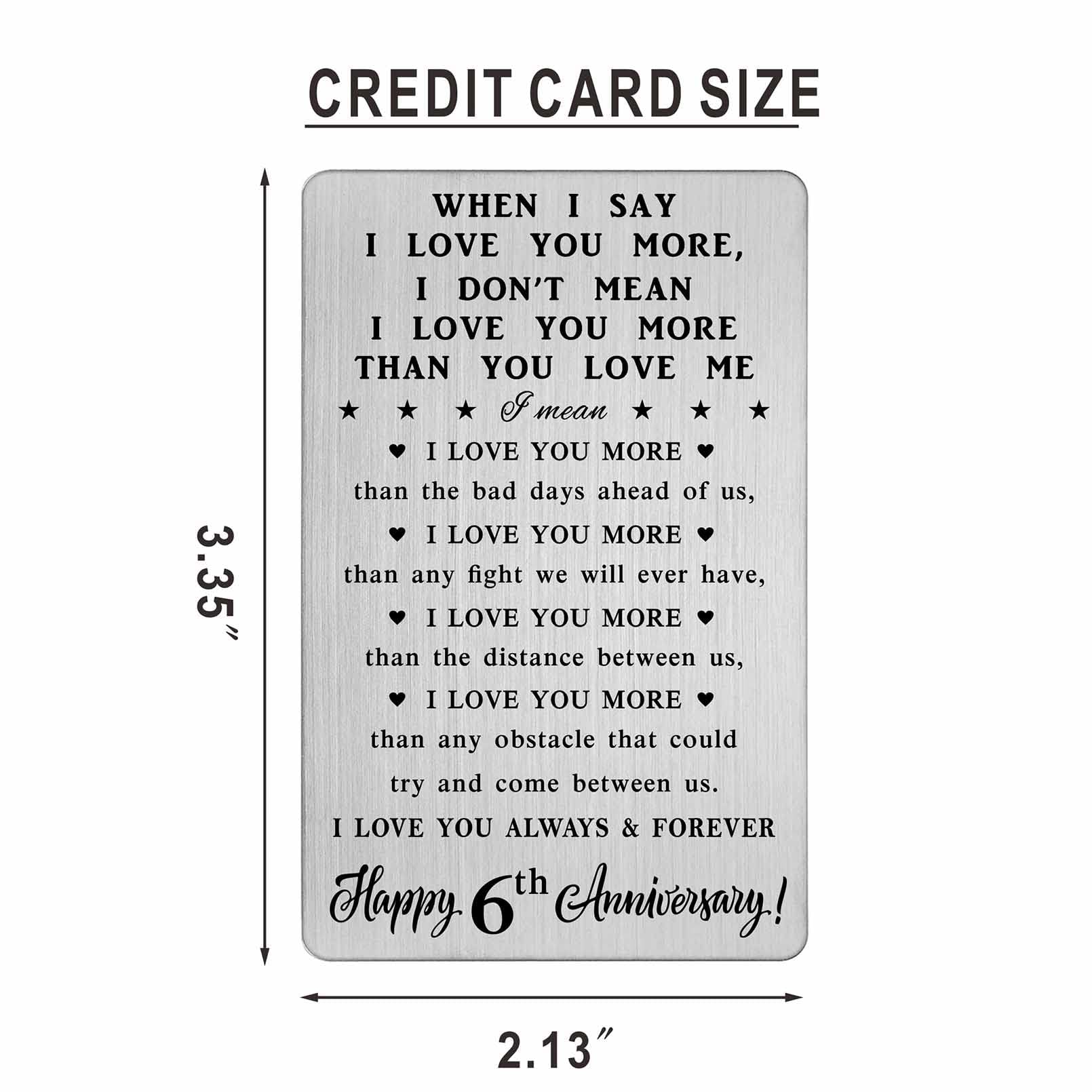 CPLJW 6 Year Anniversary Card Gifts for Her, 6th Sixth Romantic Wedding Anniversary Wallet Card Gifts